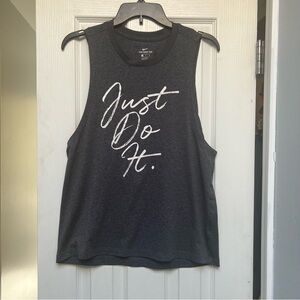 Nike grey Muscle Tee Just do it motto dri fit women’s tank top in size medium